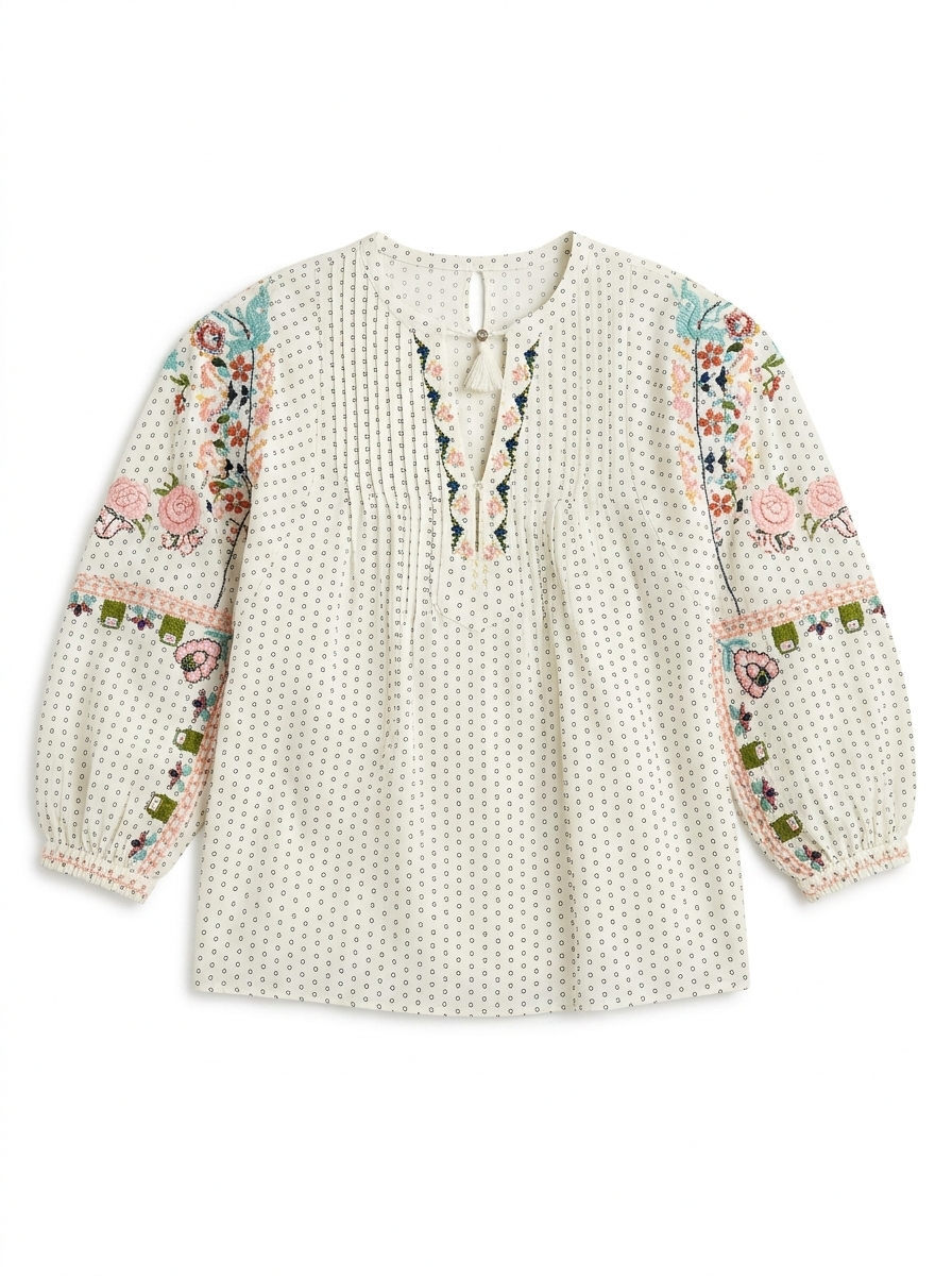 Easel Embroidered Dolman Sleeve Blouse