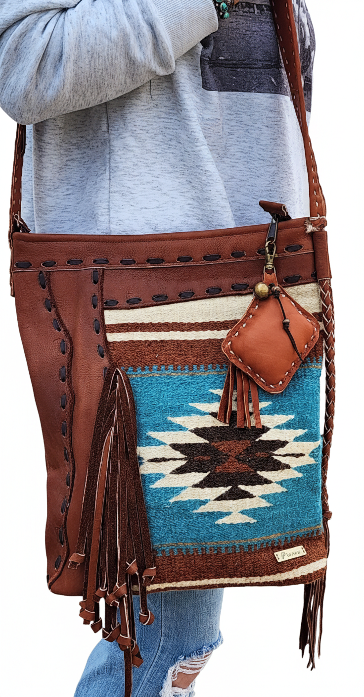 Pranee Soft Leather/Blanket Purse