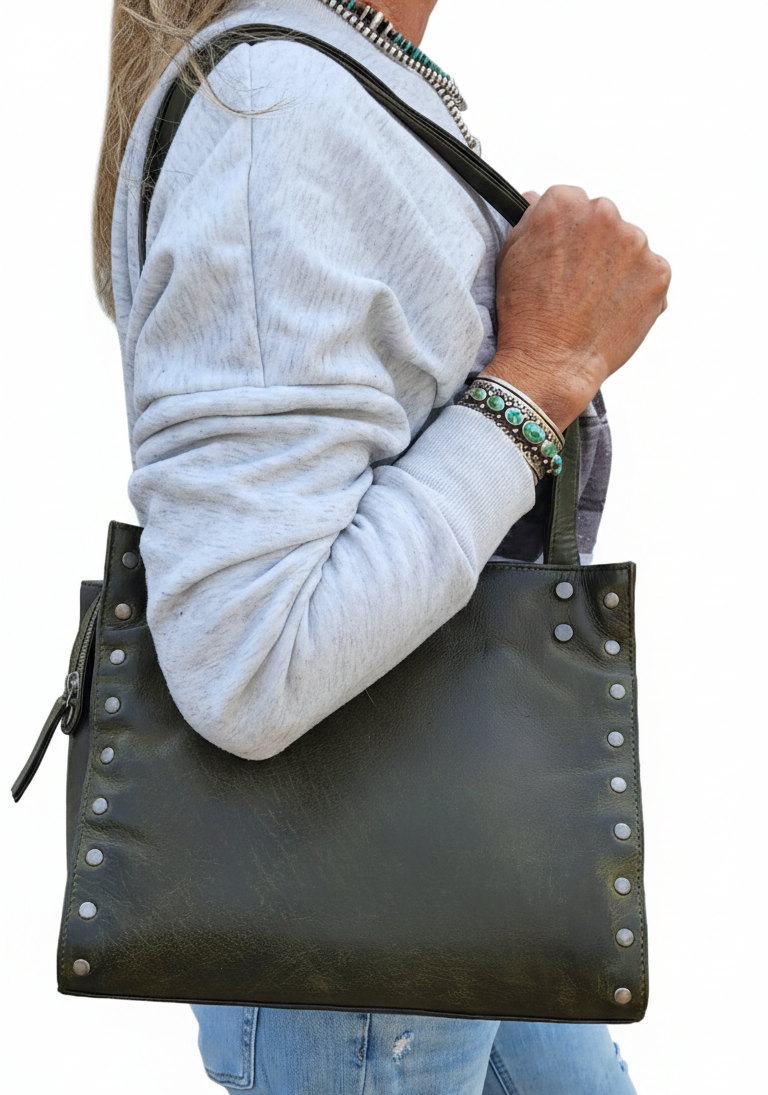 Zidana Green Leather Handbag