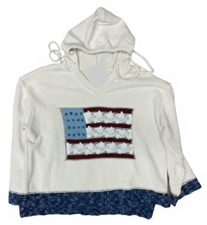 Hooded Sweater with American Flag