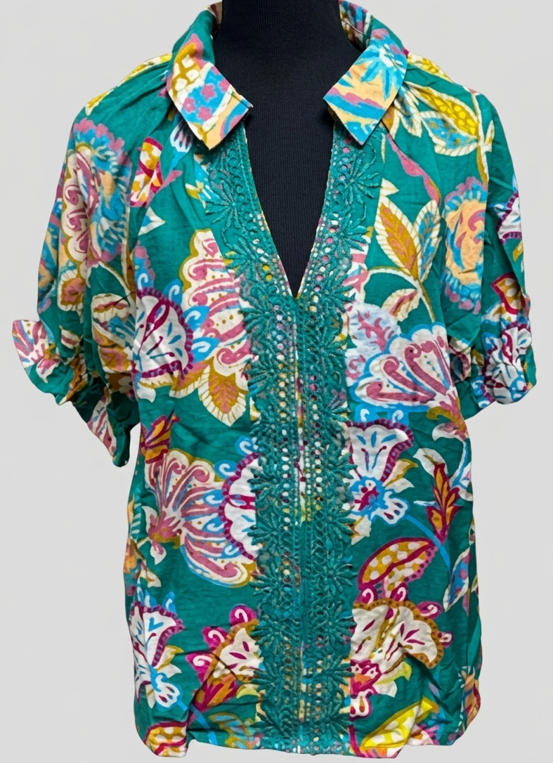 Umgee Lace Accent Blouse