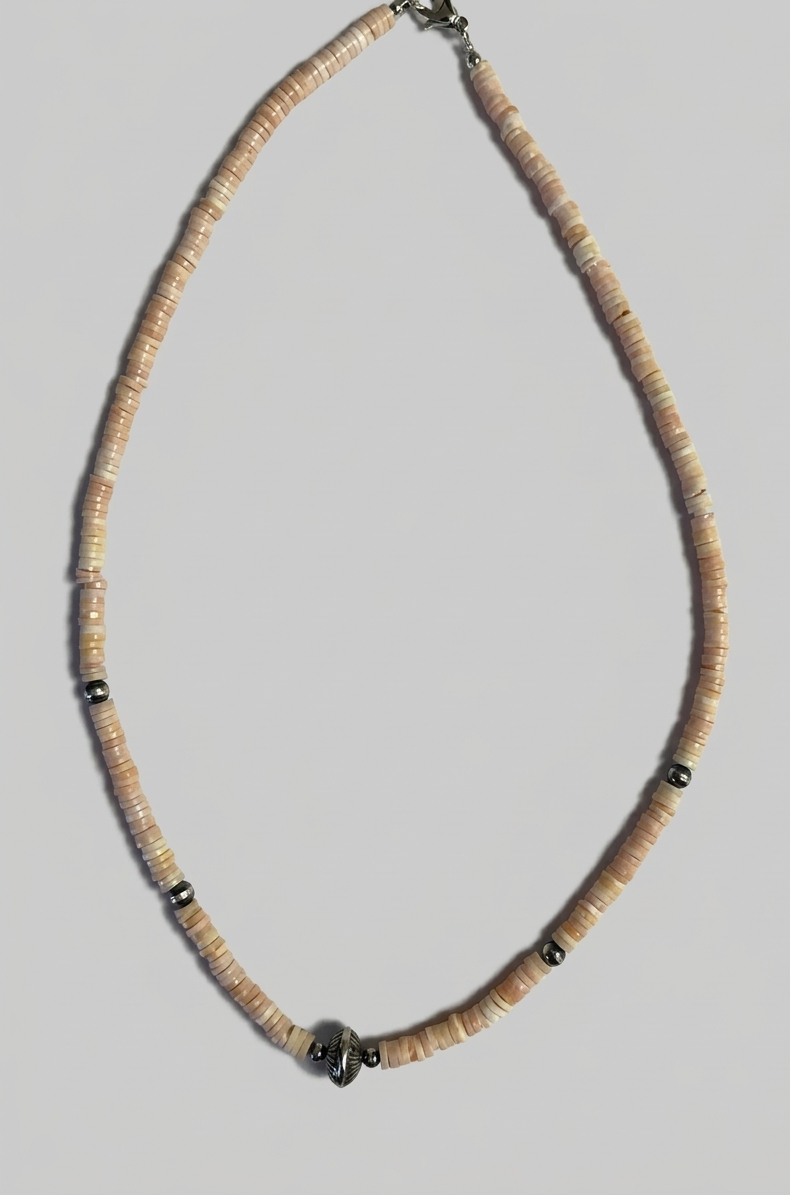 Conch Heishi and Navajo Pearl Necklace