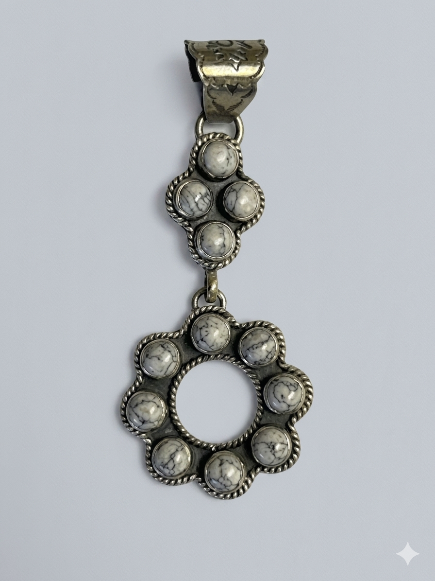 Sterling Silver and White Buffalo Pendant