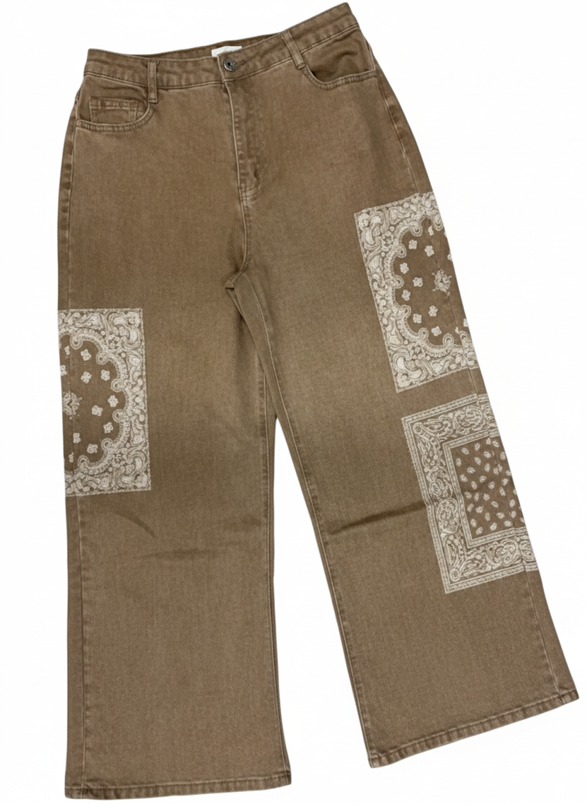 Brown Pants with Bandana Print