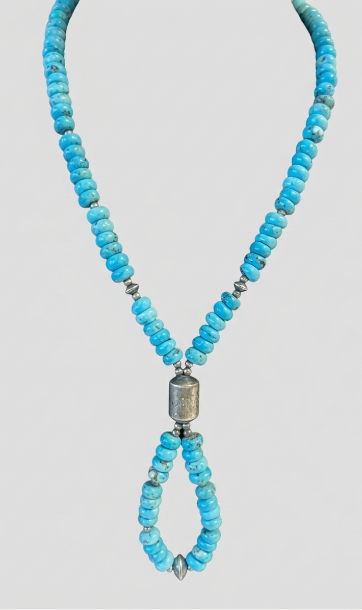 Turquoise and Sterling Silver Lariat Necklace