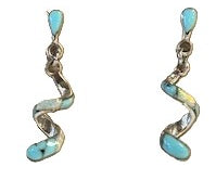 Inlayed Turquoise and Opal Spiral Earrings