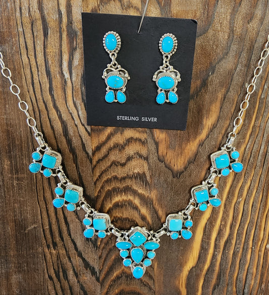 Royston Blue Turquoise Necklace and Earring Set