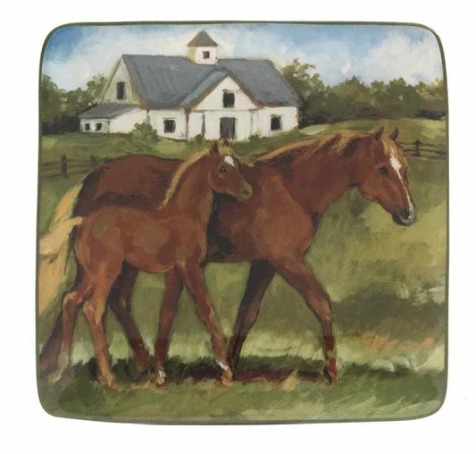 6" Ceramic Plate mare and foal