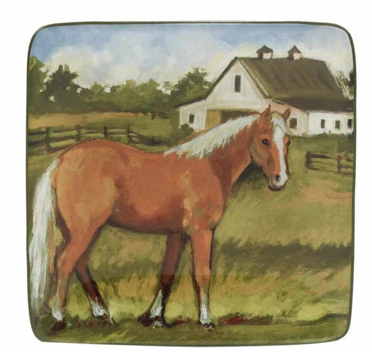 6" Ceramic Plate Brown Horse