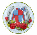 6" Ceramic Plate light blue red