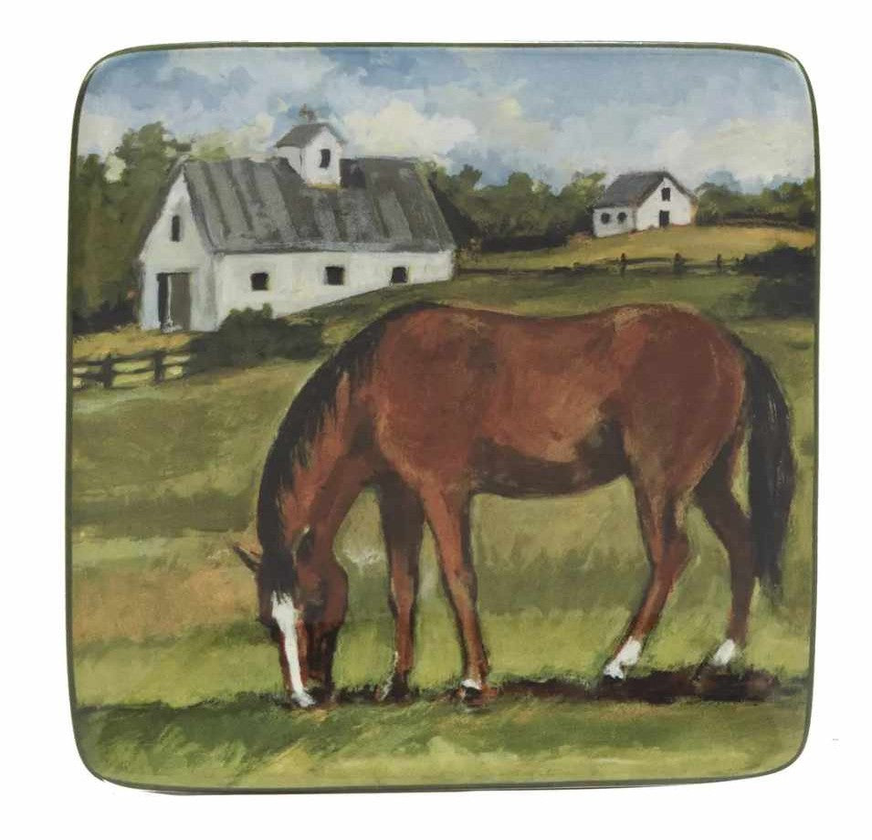 6" Ceramic Plate Horse Head Down