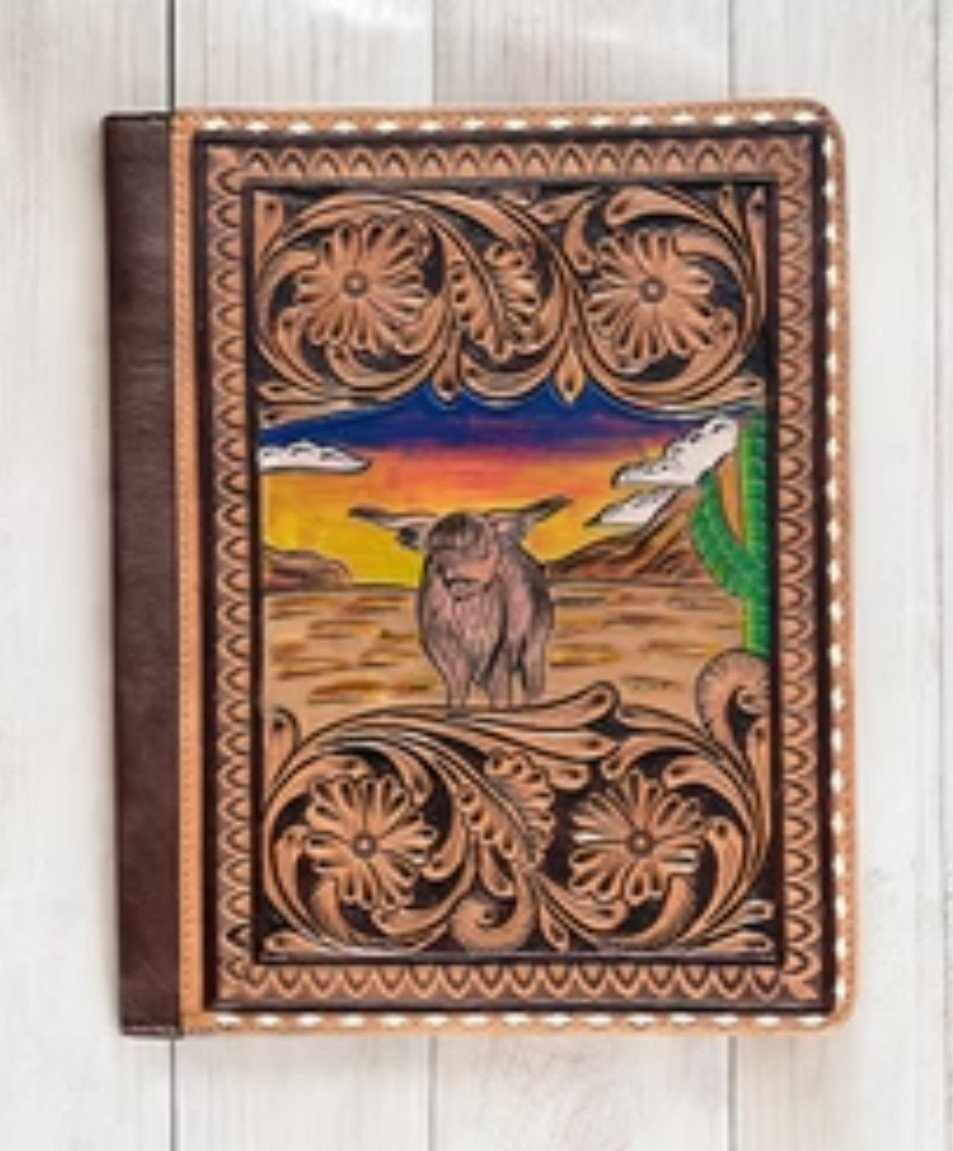Highland Cow Tooled Leather Folder