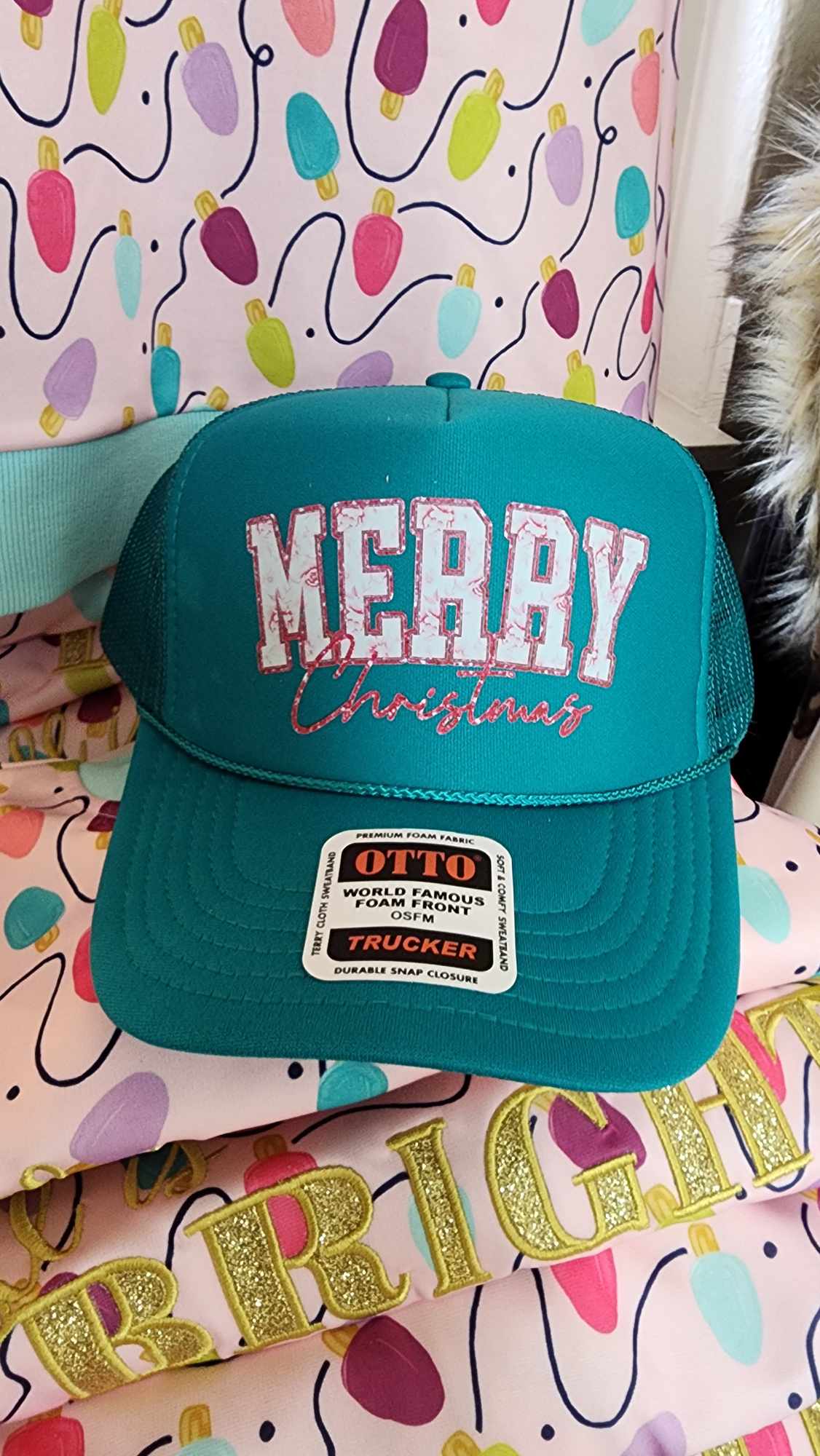 Turquoise MERRY Christmas Cap