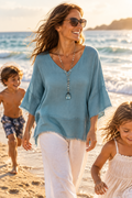 Blue Linen Blouse