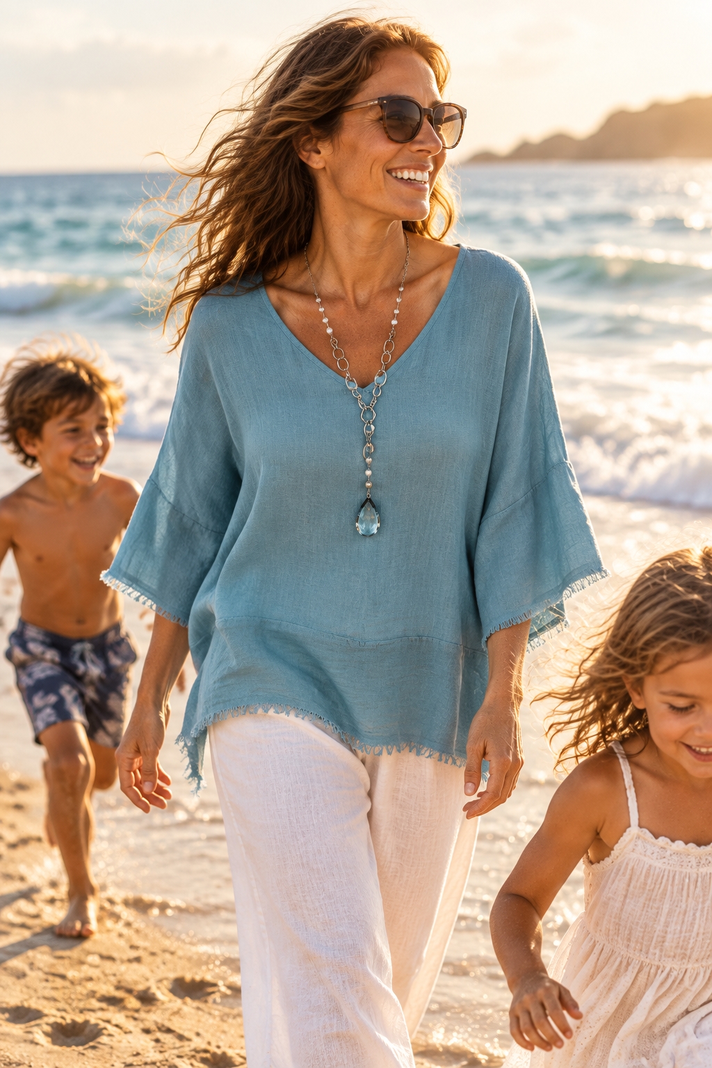 Blue Linen Blouse