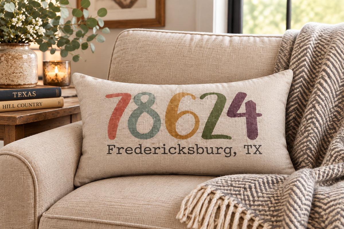 Colored 78624 Fredericksburg, TX pillow