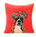 Embroidered Dog Throw Pillow