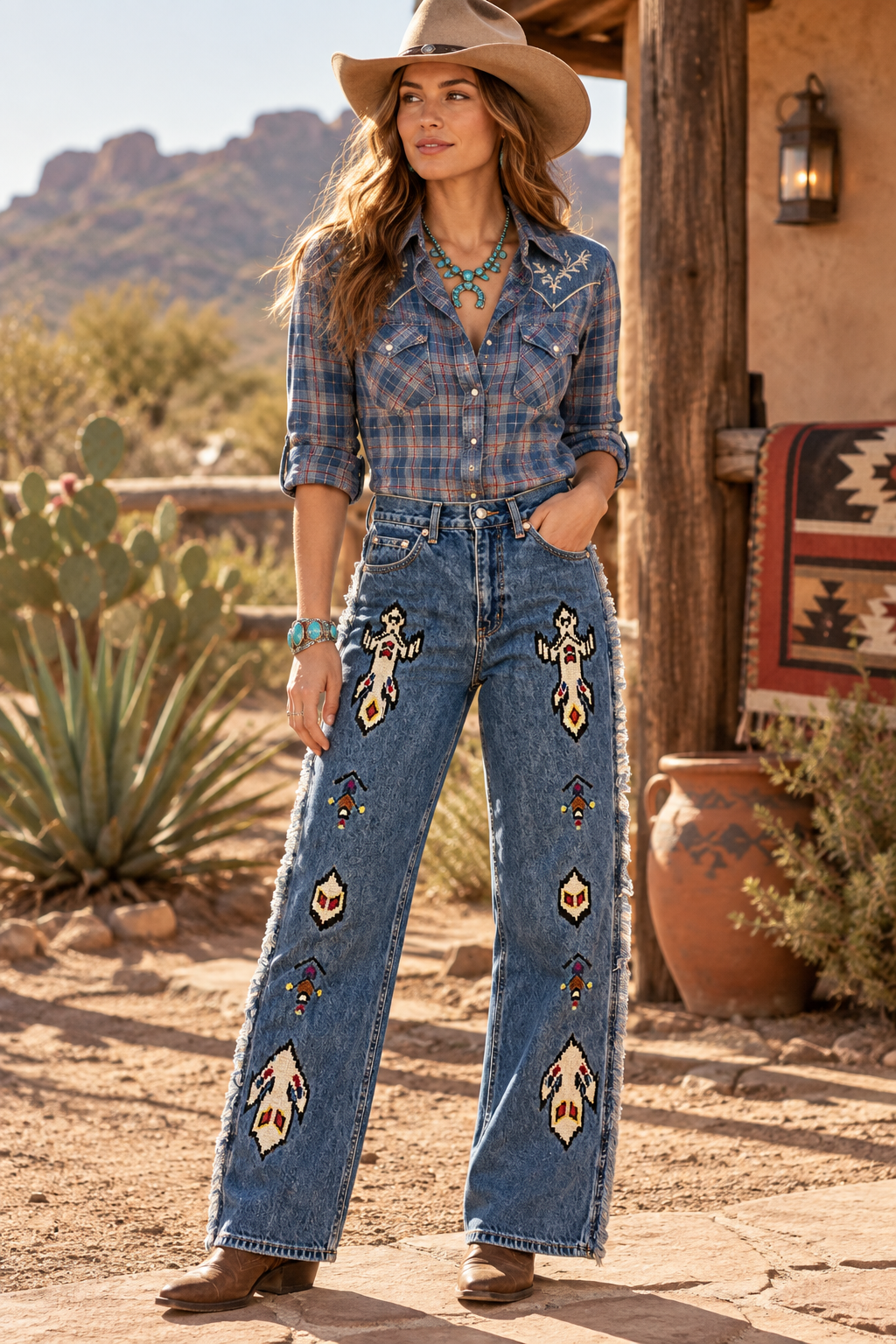 Embroidered Jeans – women's western pants