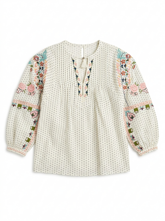 Easel Embroidered Dolman Sleeve Blouse