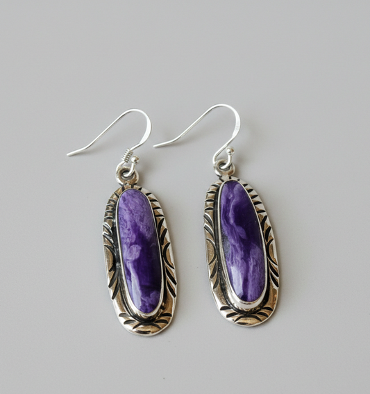 Purple Spiney Oyster Dangle Earrings