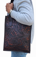Tooled Leather Shoulder Handbag