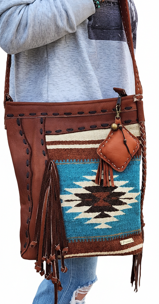 Pranee Soft Leather/Blanket Purse