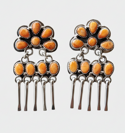 Sterling Silver Spiney Oyster Chandelier Earrings