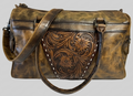 Leather Duffle with Tooled Leather Accent