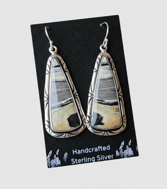 White Buffalo Sterling Silver Earrings