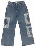 Denim Pants with Bandana Print