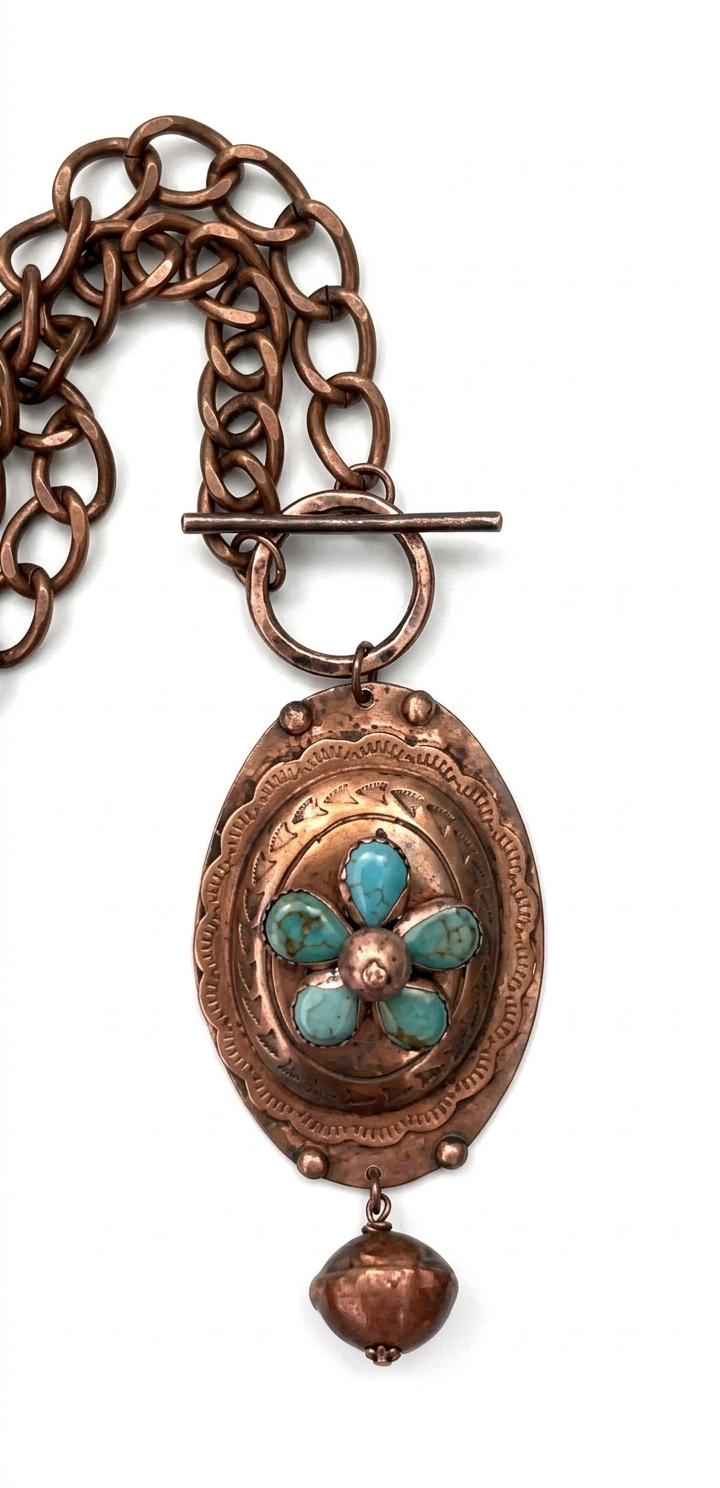 Art by Amy Concho and Turquoise Flower Necklace