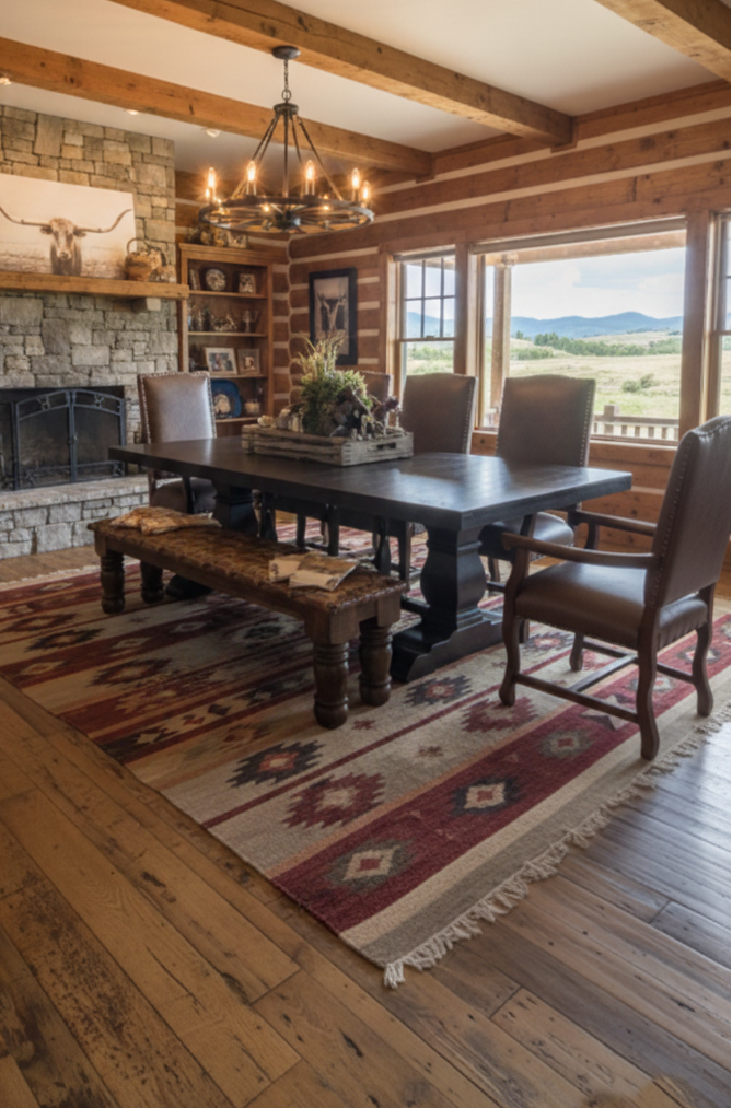 Dark Wood Trestle Table