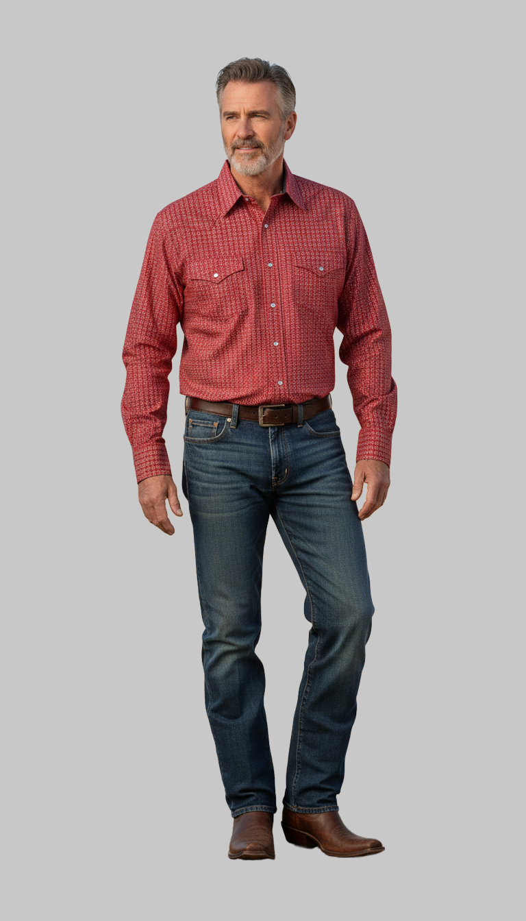 Pearl Snap Long Sleeve Men's Woven