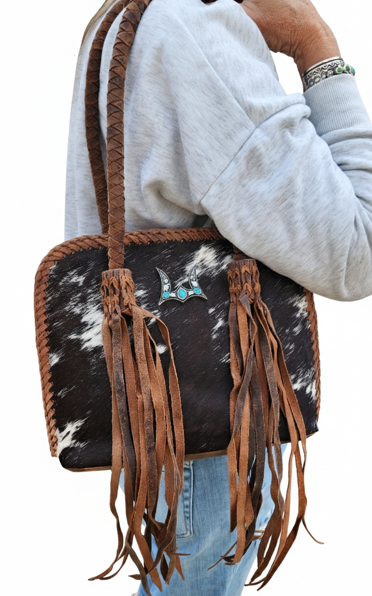 Loyal West Black and White Hide Handbag