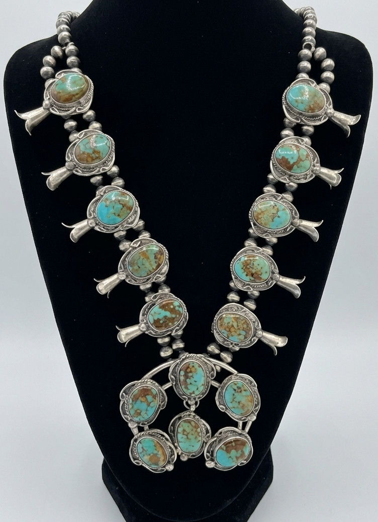 Kingman Turquoise Squash Blossom