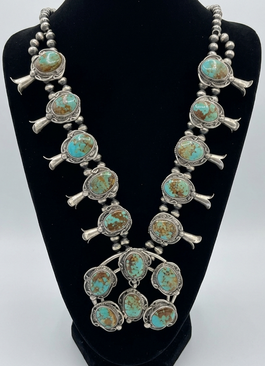 Kingman Turquoise Squash Blossom