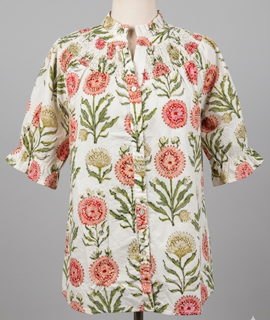 Umgee Smocked Neck Blouse