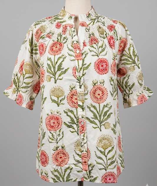 Umgee Smocked Neck Blouse