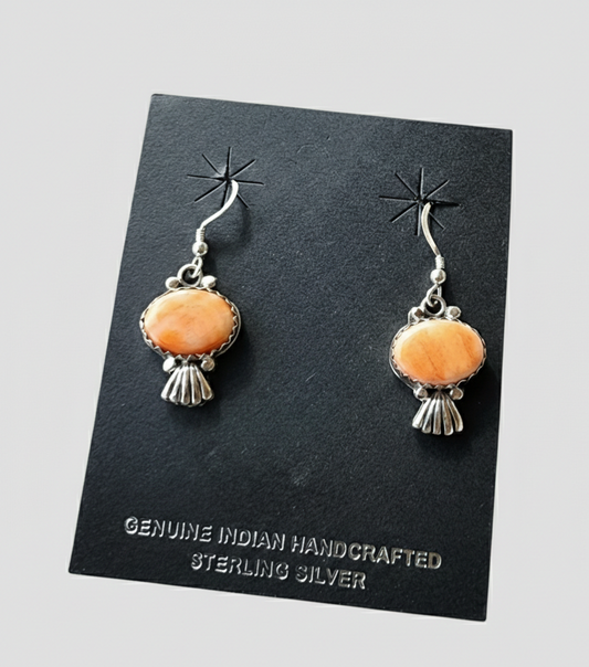 Orange Spiney Oyster Dangle Earrings