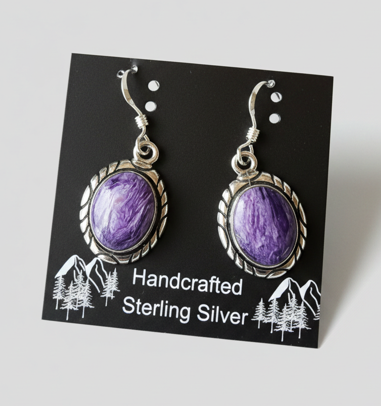 Purple Spiney Oyster Dangle Earrings