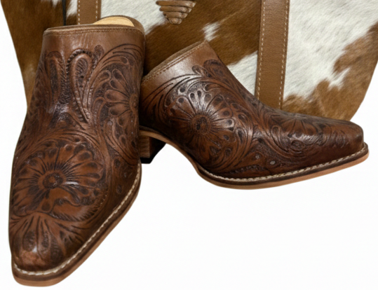 Myra Tooled Leather Mules