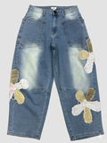 Easel Barrel Jeans with Flowers