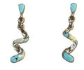 Inlayed Turquoise and Opal Spiral Earrings