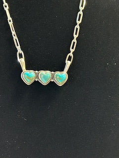 Turquoise Hearts Bar Necklace