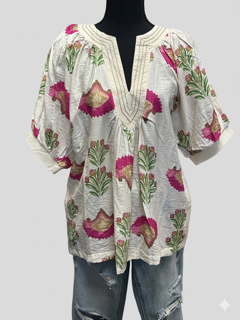 Umgee Pink Floral Blouse