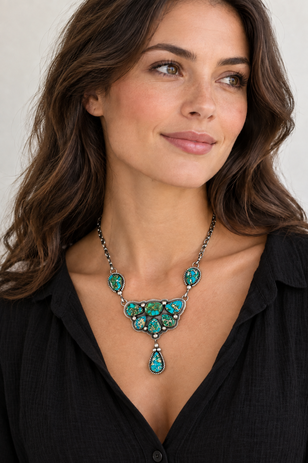 Kingman Turquoise Bib Necklace
