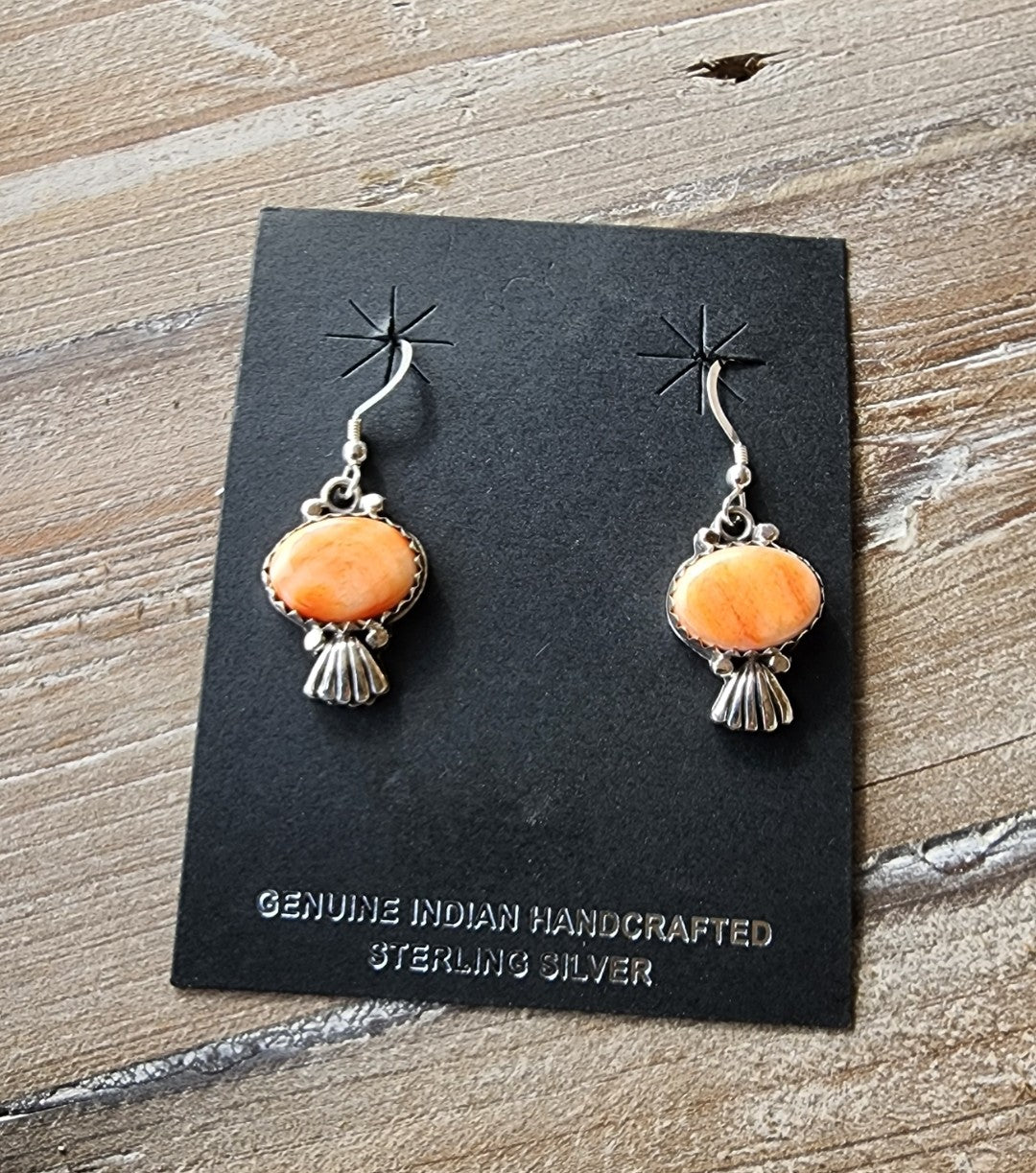 Orange Spiney Oyster Dangle Earrings