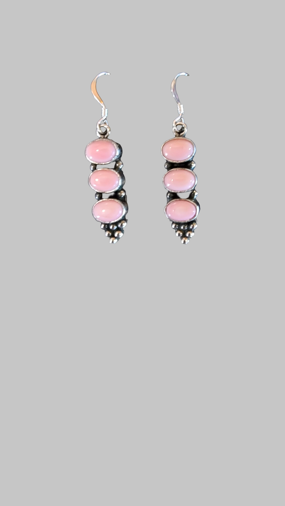 Pink Opal Sterling Silver Drop Earrings