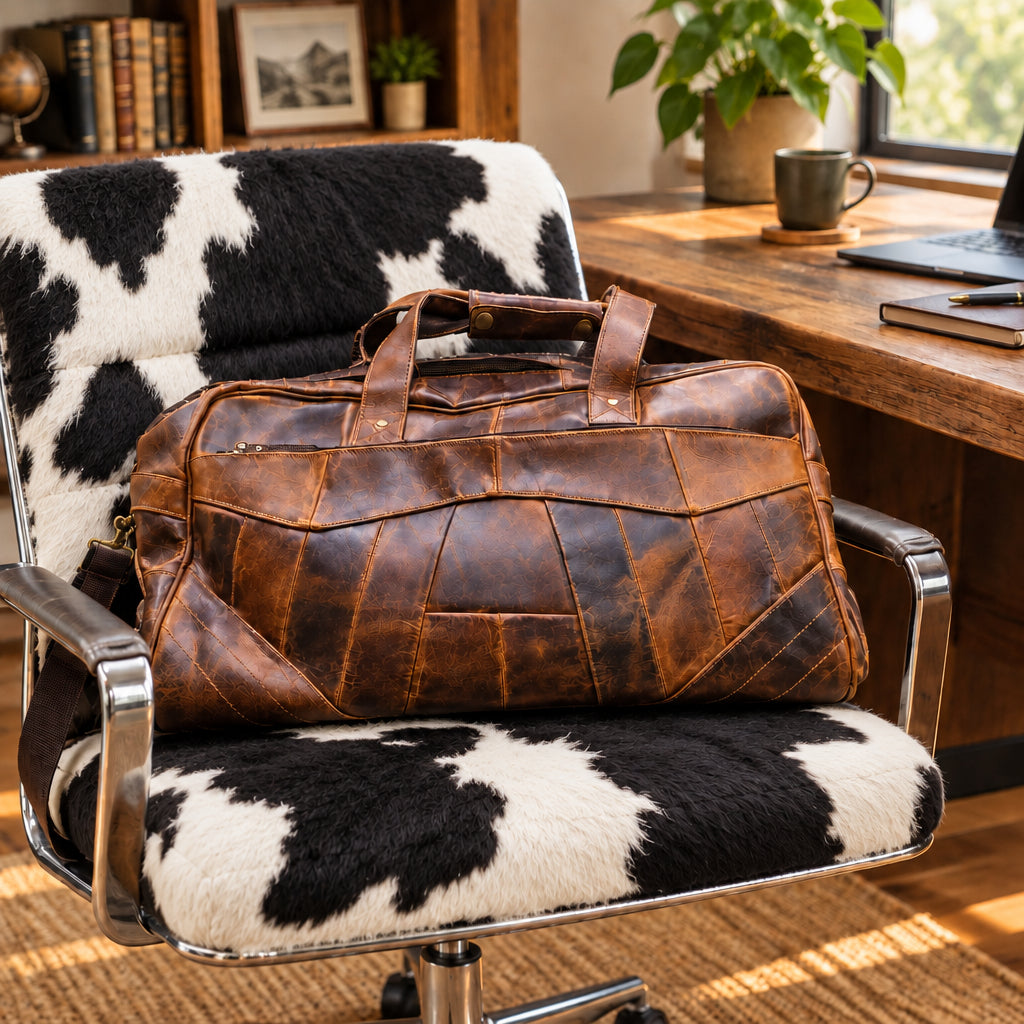 Quilted Patchwork Leather Duffel Bag