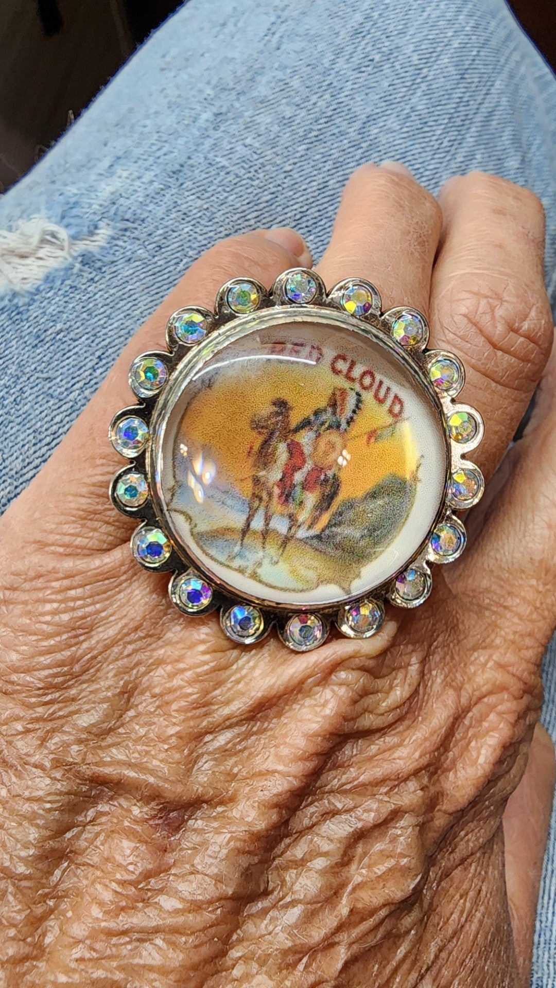 Red Cloud Ring with Crystals